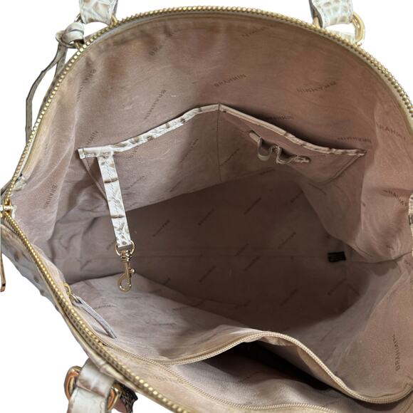Brahmin Duxbury Satchel Shoulder Bag Beige White Melbourne Croc Embossed Purse‎ - Picture 6 of 16